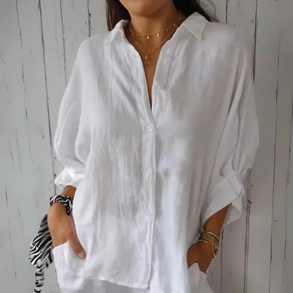 Relaxed Fit Blouse with Rear Tie Detail