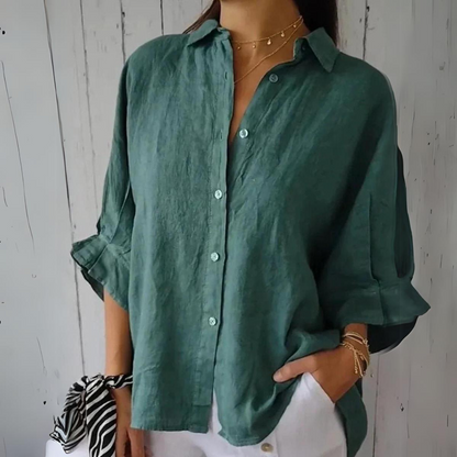 Relaxed Fit Blouse with Rear Tie Detail - Luxivelle