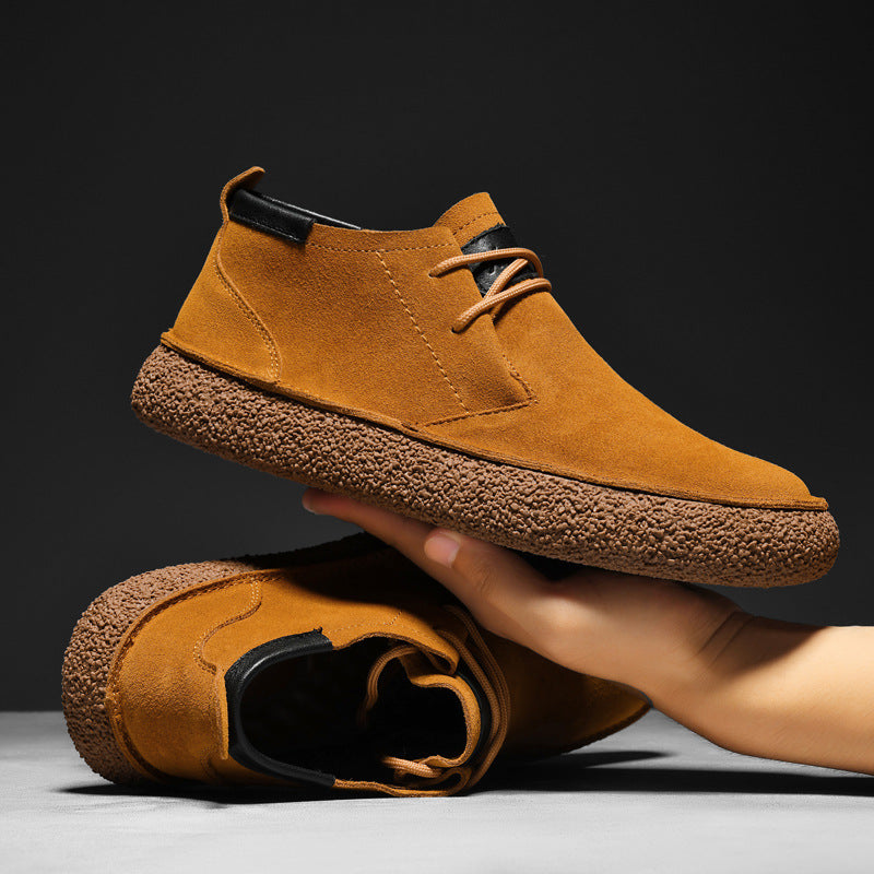 Men's Brown Leather Ankle Boots Comfortable Casual Shoes - Luxivelle