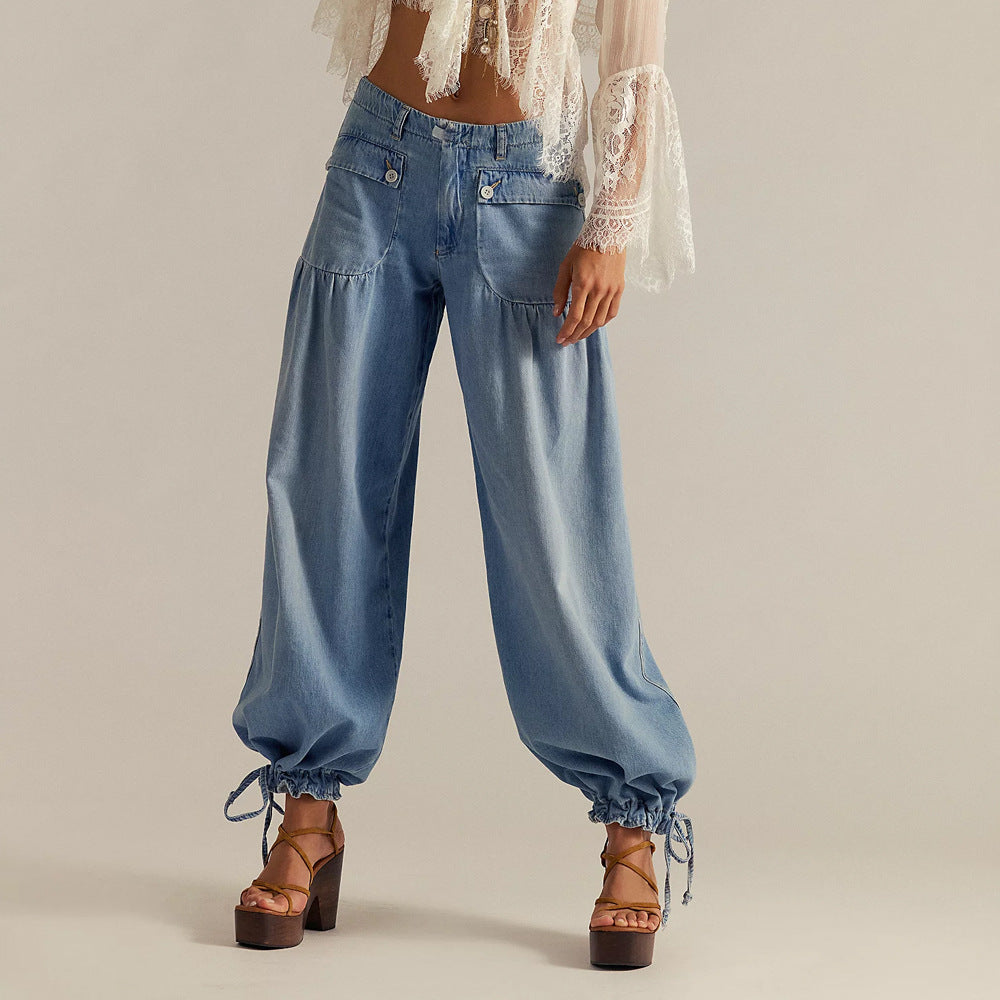Loose Fit Womens Distressed Denim Jeans Pants - Luxivelle