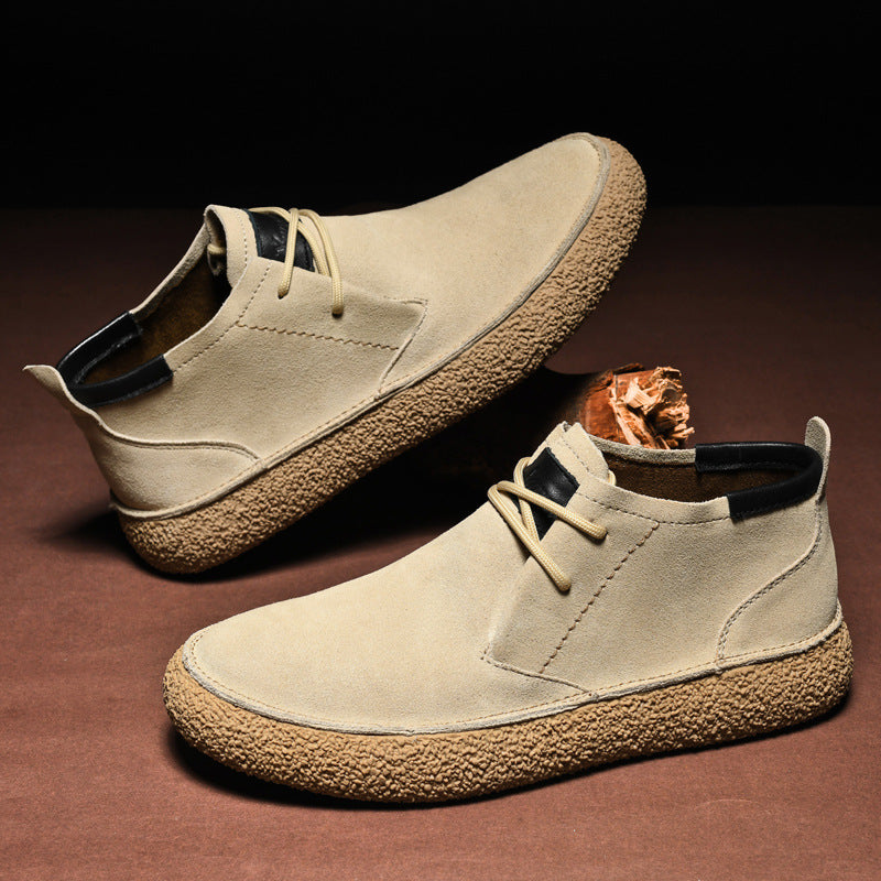 Men's Brown Leather Ankle Boots Comfortable Casual Shoes