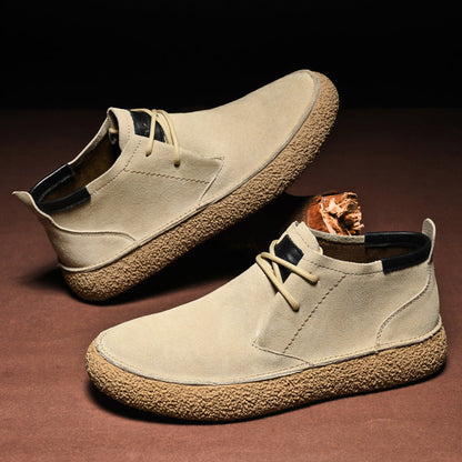 Men's Brown Leather Ankle Boots Comfortable Casual Shoes