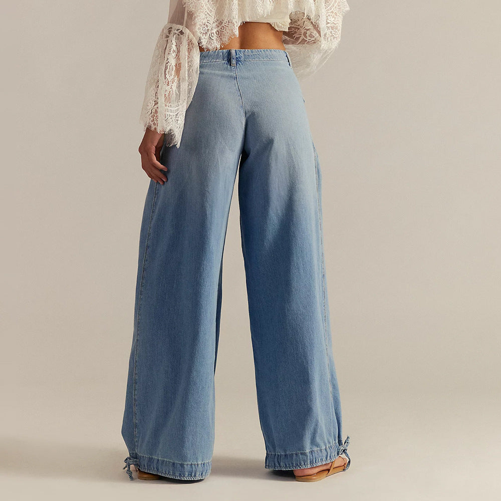 Loose Fit Womens Distressed Denim Jeans Pants