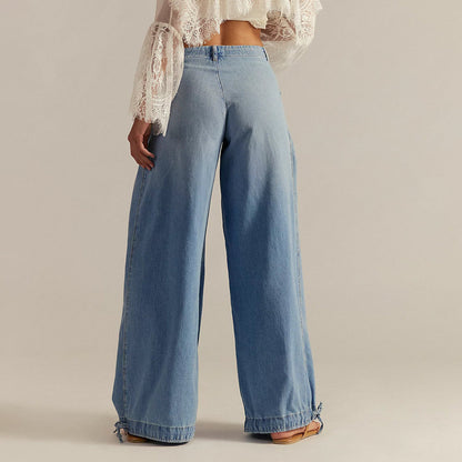 Loose Fit Womens Distressed Denim Jeans Pants