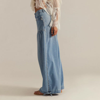 Loose Fit Womens Distressed Denim Jeans Pants