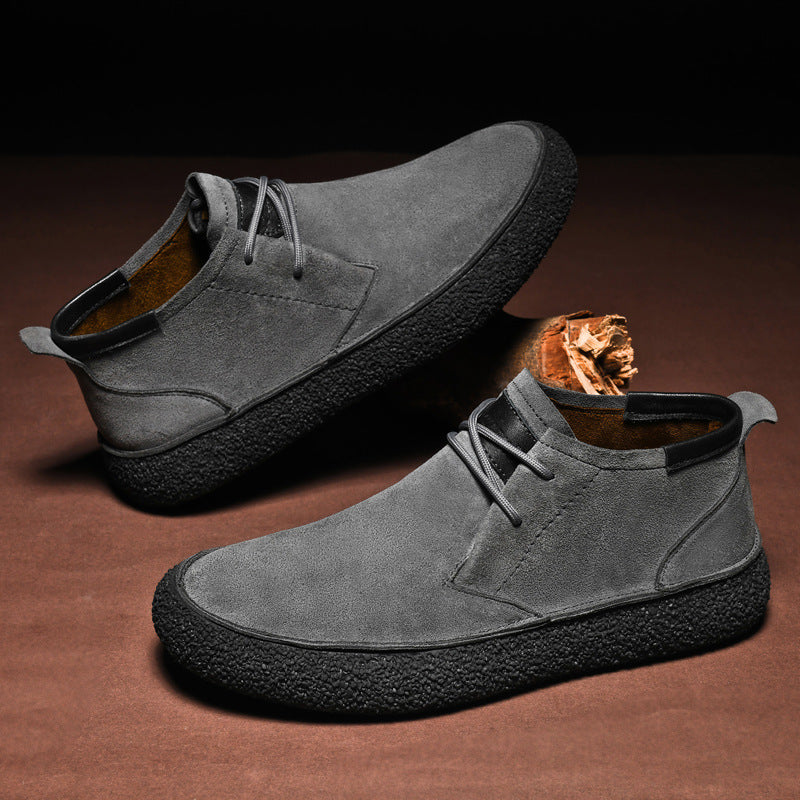 Men's Brown Leather Ankle Boots Comfortable Casual Shoes