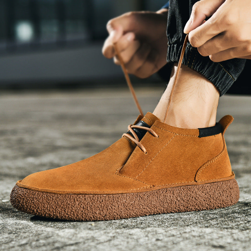 Men's Brown Leather Ankle Boots Comfortable Casual Shoes