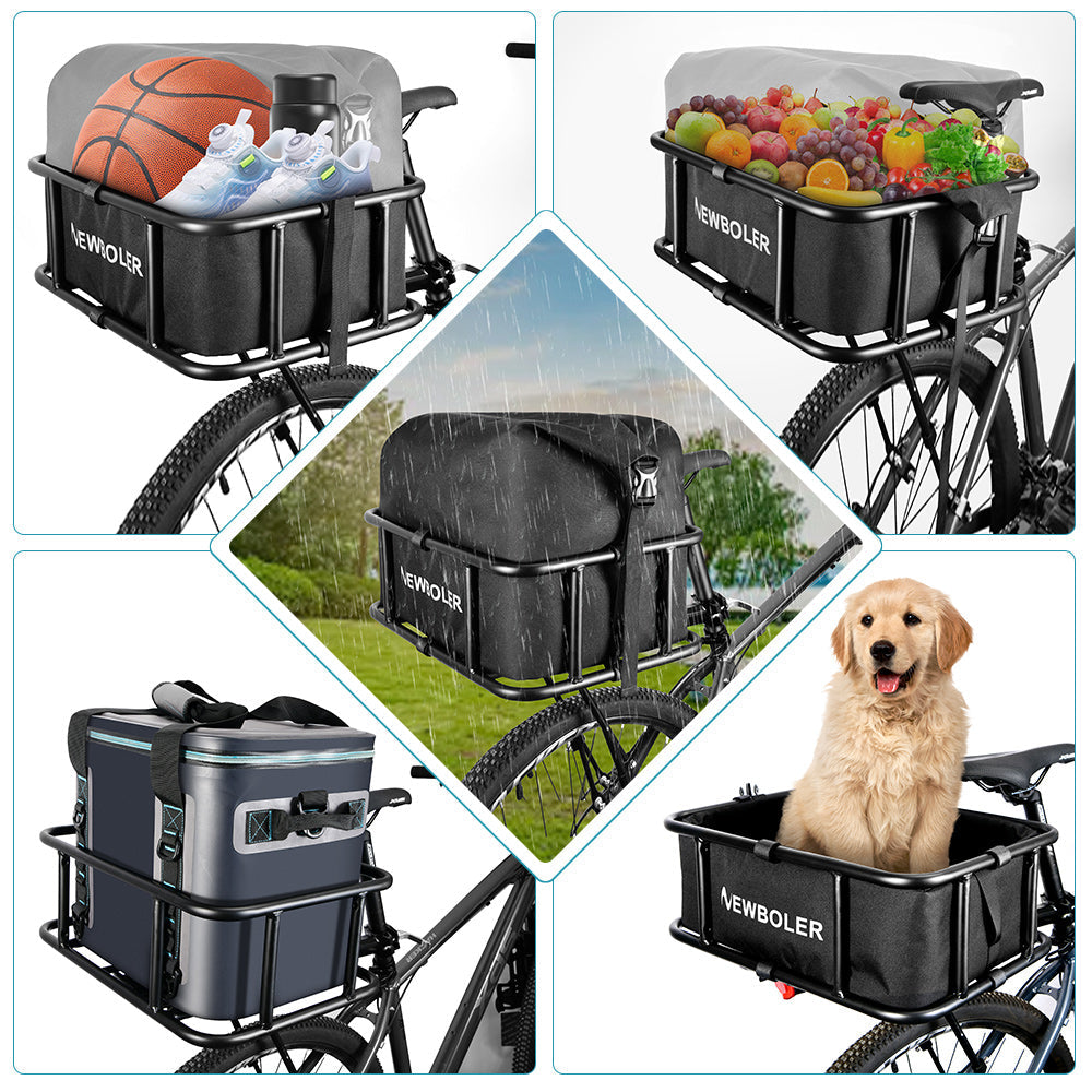 Strong Rear Bike Rack with Basket – Durable Metal Bike Storage
