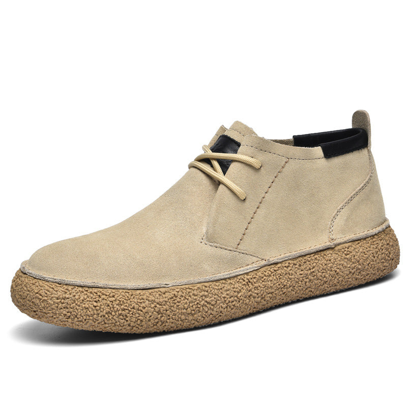 Men's Brown Leather Ankle Boots Comfortable Casual Shoes