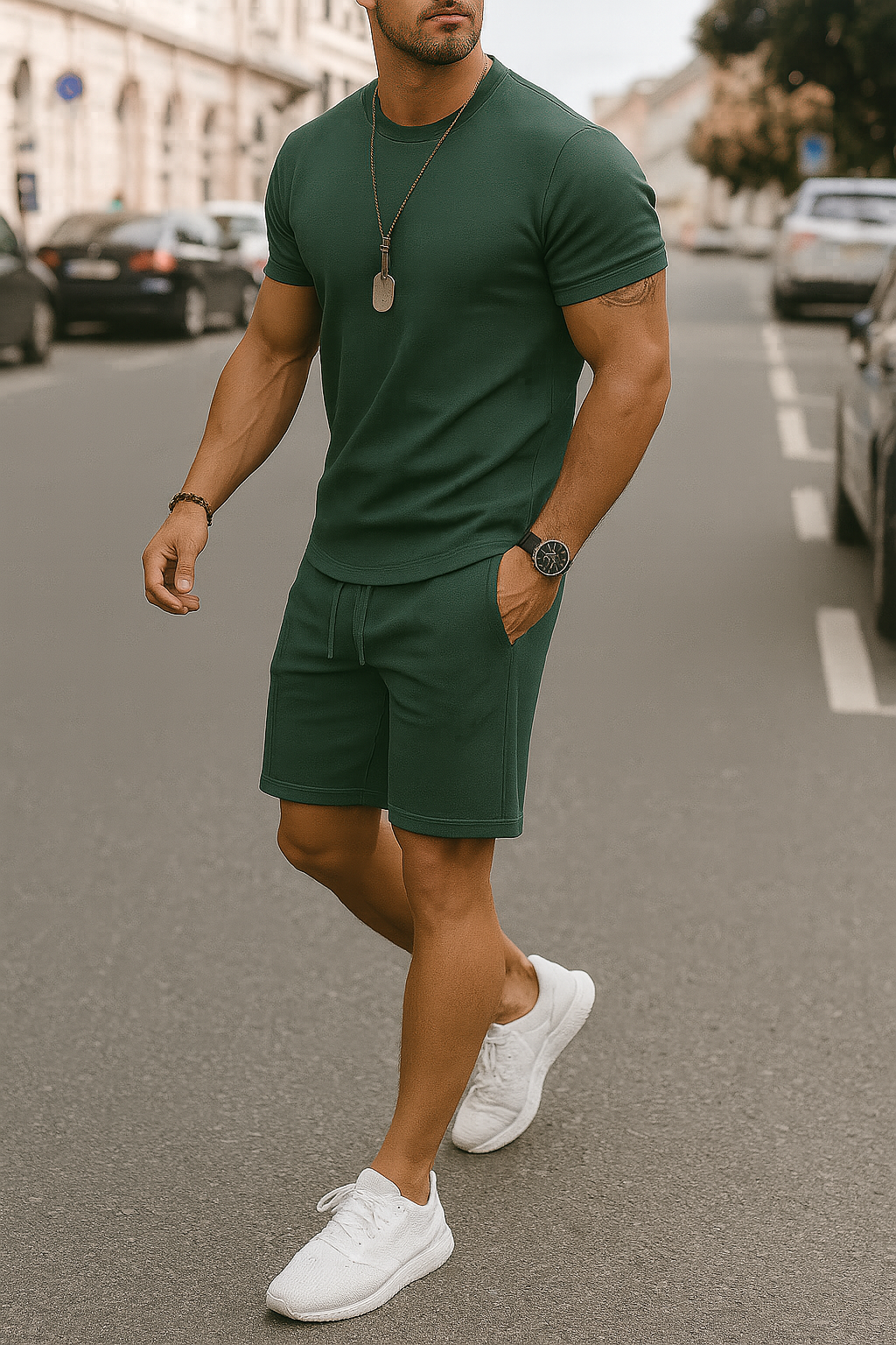 Relaxed Fit Summer Tee and Shorts Set for Men - Luxivelle