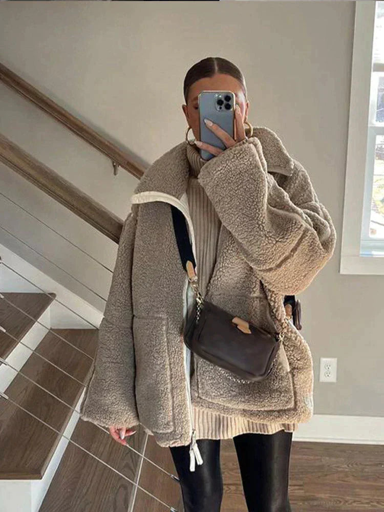 Cozy Fleece Teddy Bear Jacket - Luxivelle