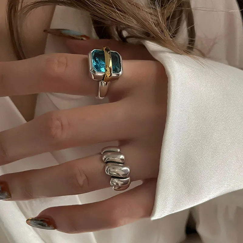 Sparkling Silver Gemstone Ring - Luxivelle