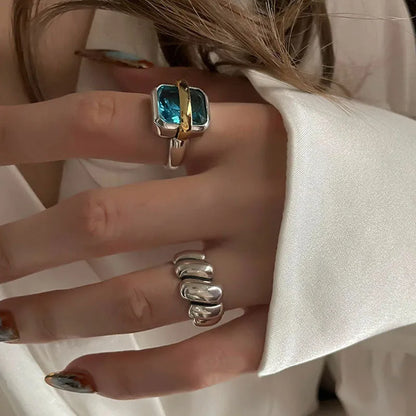 Sparkling Silver Gemstone Ring - Luxivelle