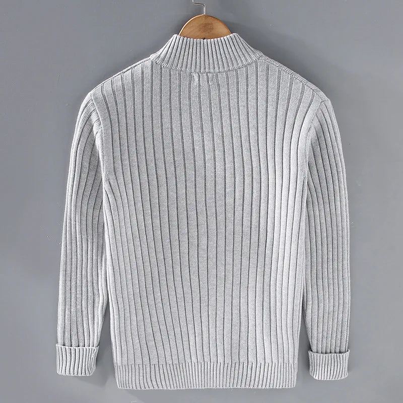 Classic Men's Ribbed Knit Cardigan Sweater