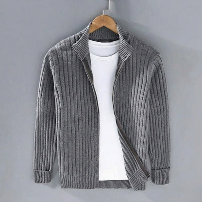 Classic Men's Ribbed Knit Cardigan Sweater