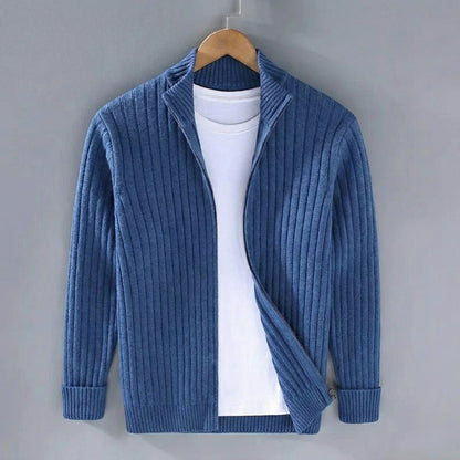 Classic Men's Ribbed Knit Cardigan Sweater