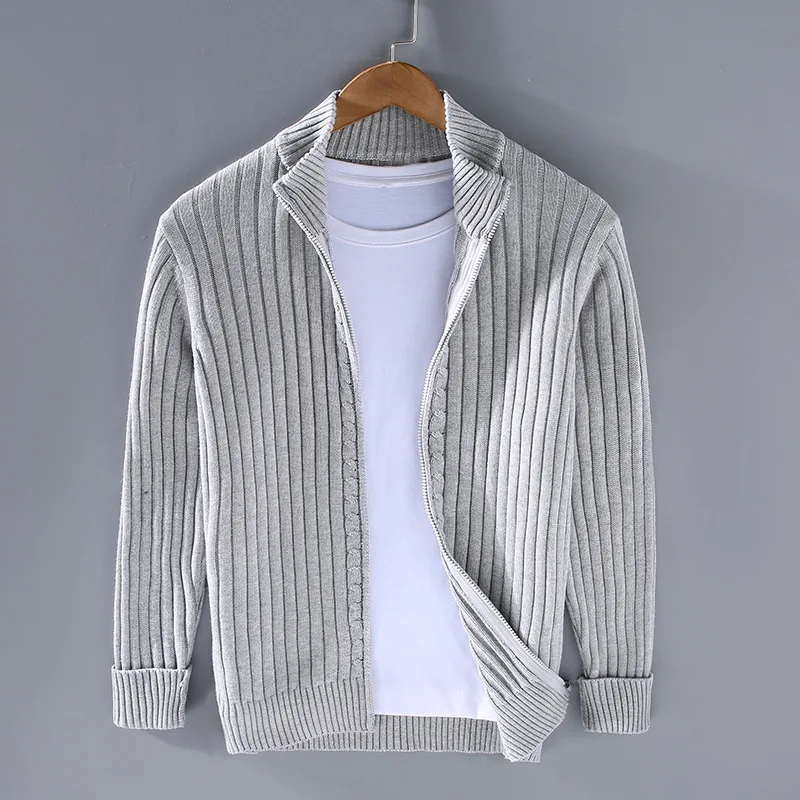 Classic Men's Ribbed Knit Cardigan Sweater - Luxivelle