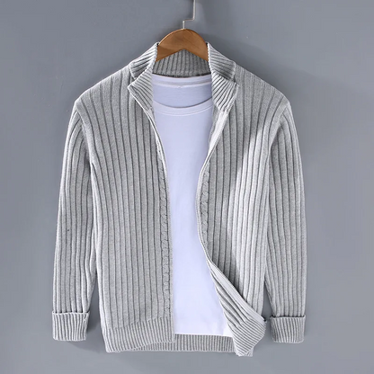 Classic Men's Ribbed Knit Cardigan Sweater - Luxivelle