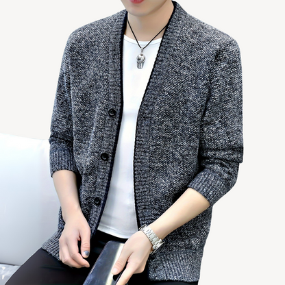 Men's Cardigan Sweater with Plaid Lining 4