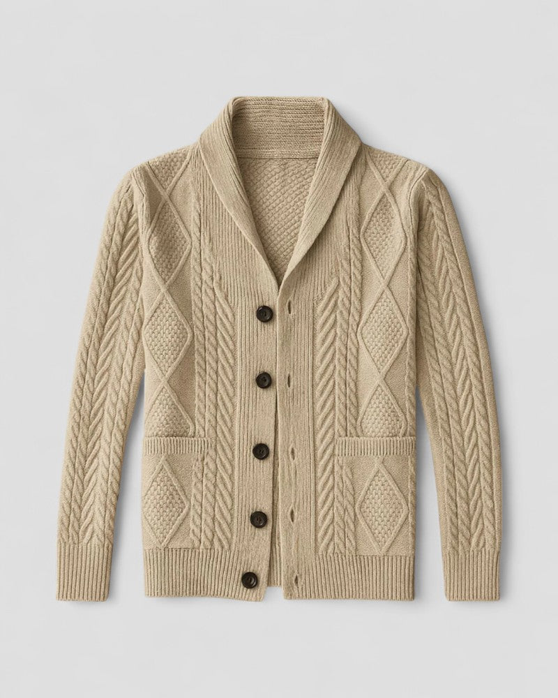 Men’s Cashmere Cable Knit Cardigan Sweater 1