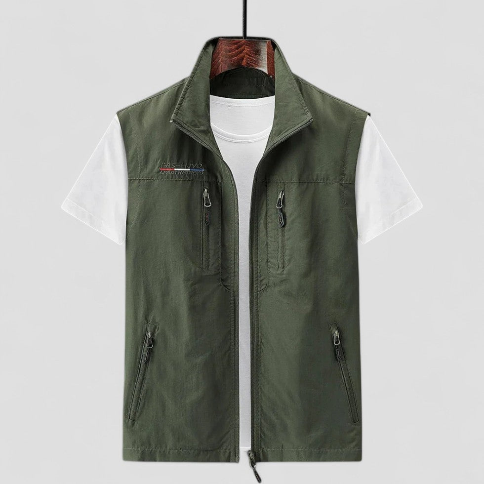 Men’s Casual Sleeveless Vest with Multiple Zipper Pockets 2