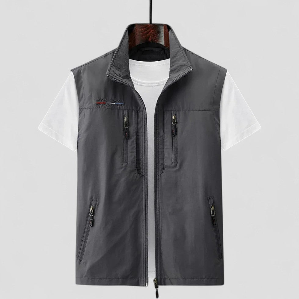 Men’s Casual Sleeveless Vest with Multiple Zipper Pockets 3