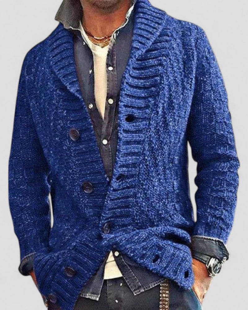 Men's Chunky Knit Shawl Collar Cardigan Sweater 0