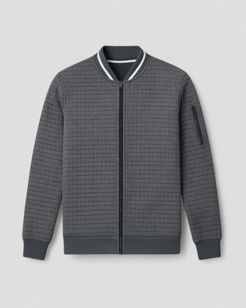 Men's Cotton Blend Zip Up Quilted Lightweight Cardigan 1