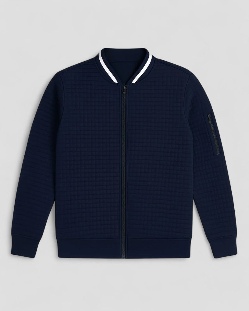 Men's Cotton Blend Zip Up Quilted Lightweight Cardigan 2