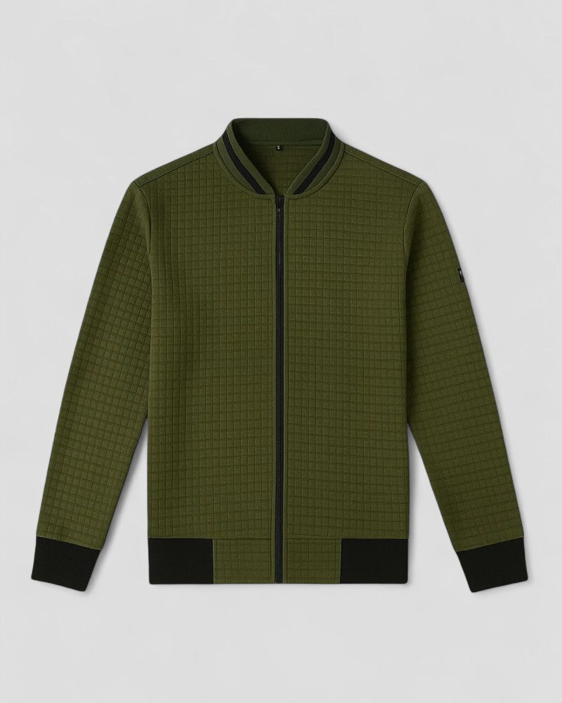 Men's Cotton Blend Zip Up Quilted Lightweight Cardigan 3