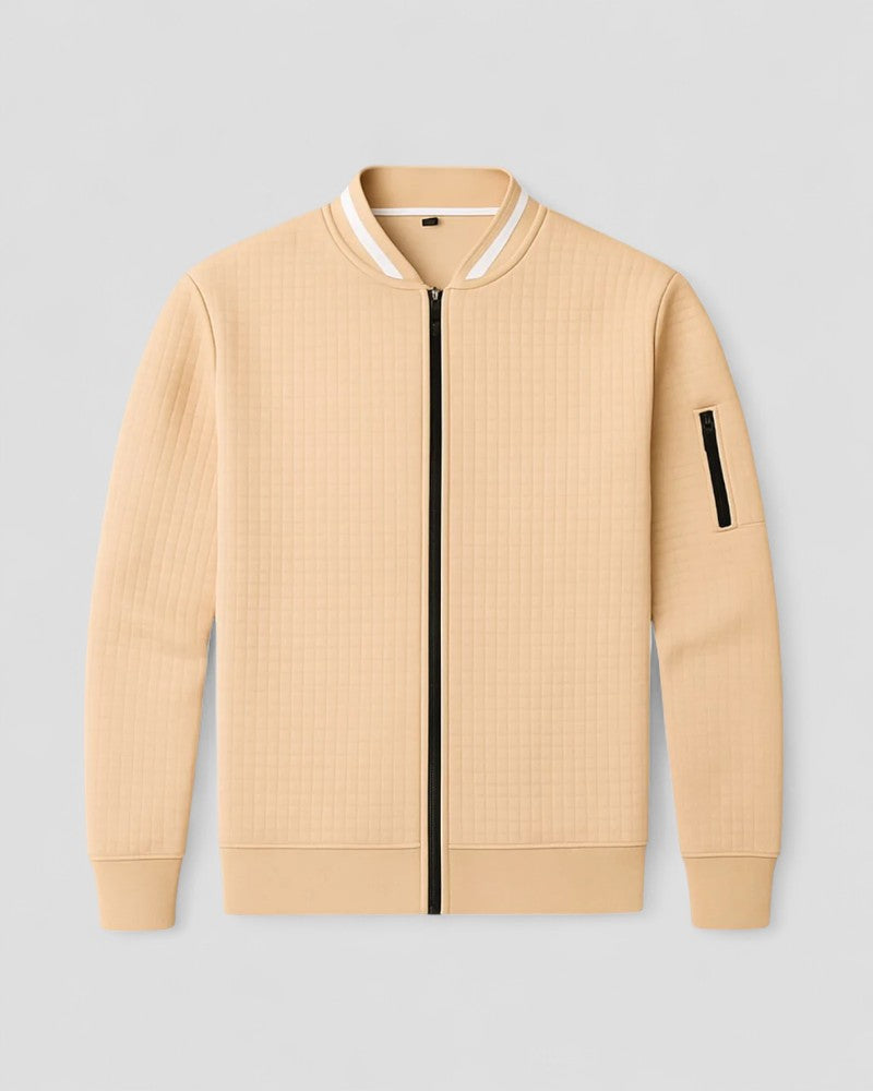 Men's Cotton Blend Zip Up Quilted Lightweight Cardigan 5