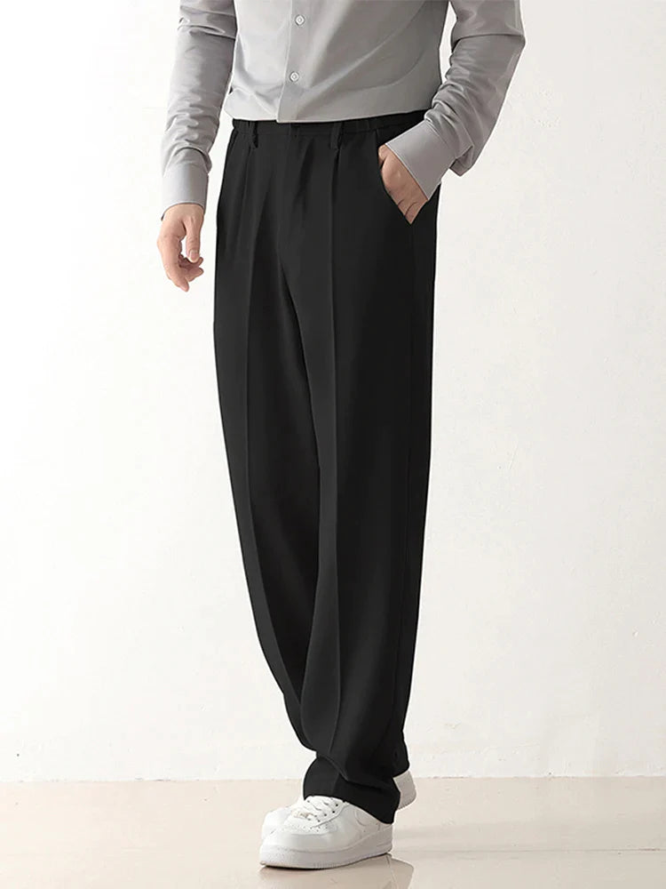 Men's Draped Formal Pants - Relaxed Fit Tailored Trousers for Business and Casual Wear 1