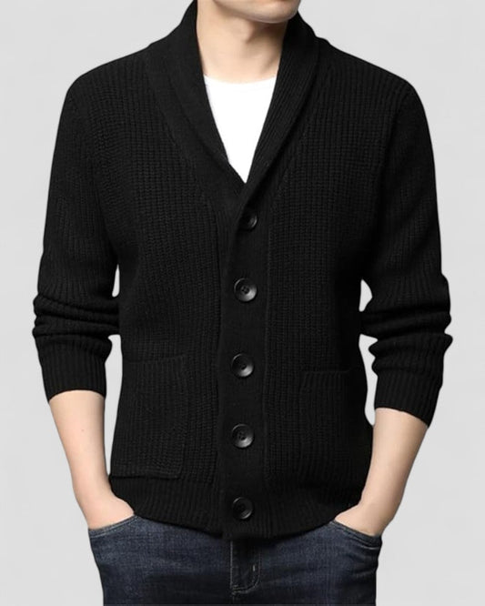 Men's Heavy Wool Shawl Collar Knit Cardigan 0