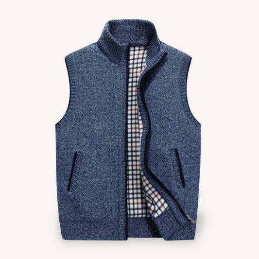 Men's Knit Vest with Checkered Lining 0