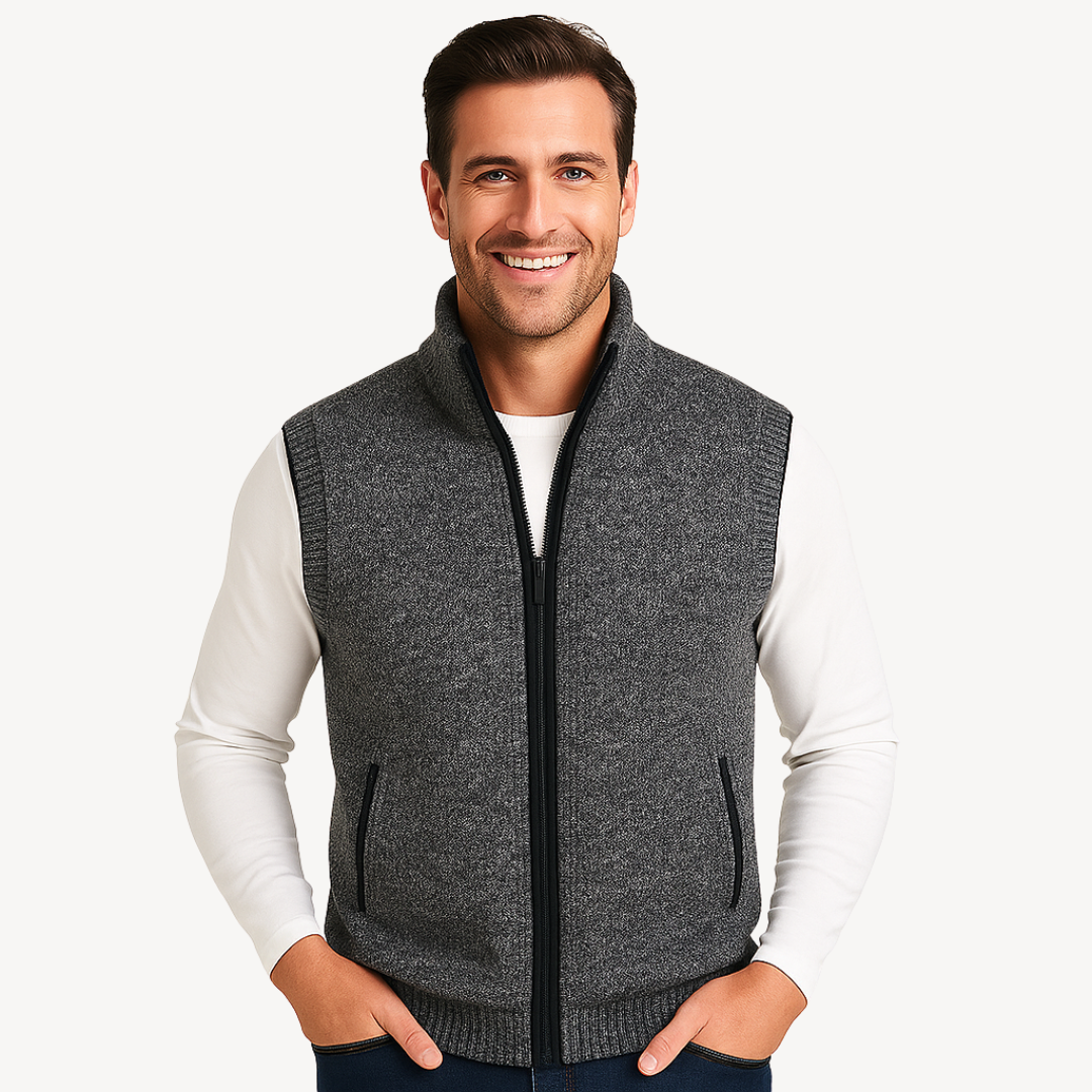 Men's Knit Vest with Checkered Lining 1