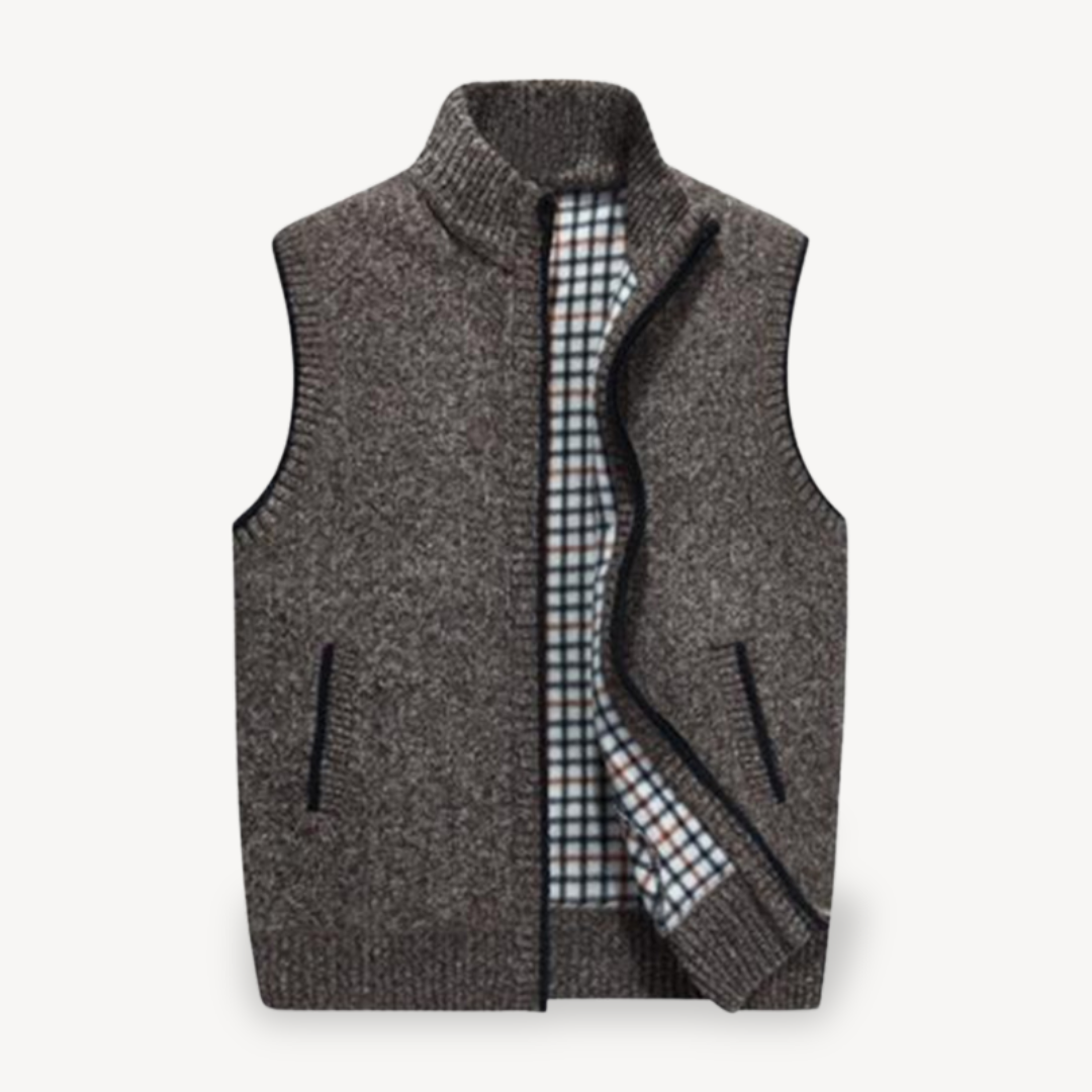 Men's Knit Vest with Checkered Lining 2