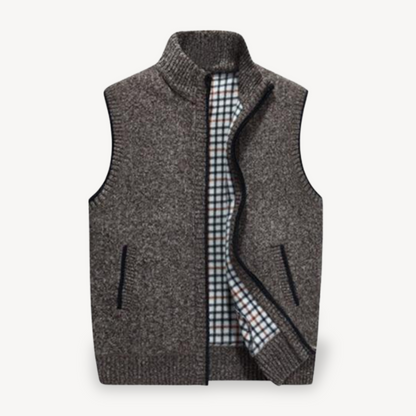 Men's Knit Vest with Checkered Lining 2