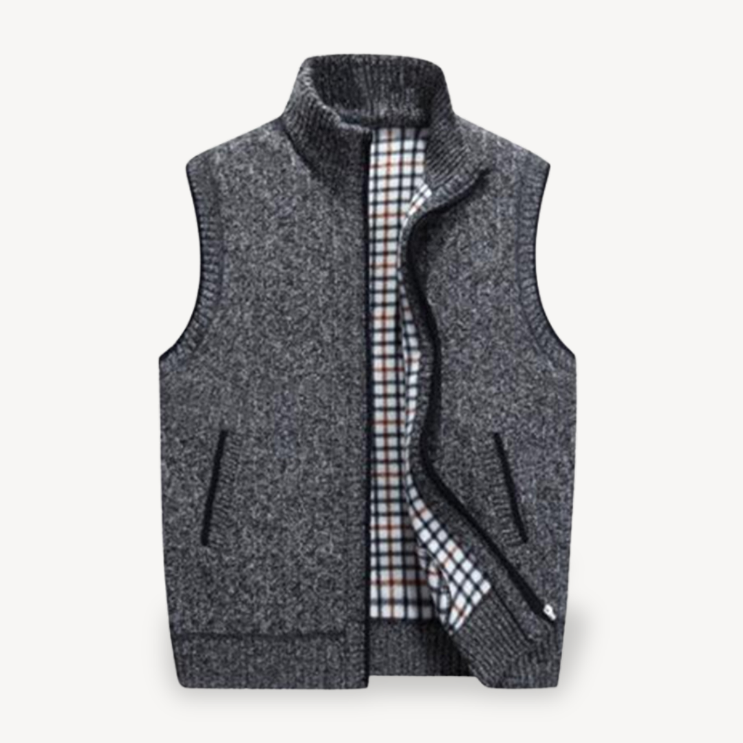 Men's Knit Vest with Checkered Lining 3
