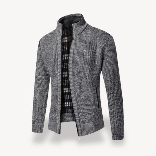 Men's Knitted Fleece Lined Zip Cardigan Sweater 0