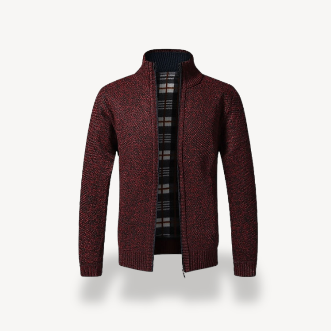 Men's Knitted Fleece Lined Zip Cardigan Sweater 1