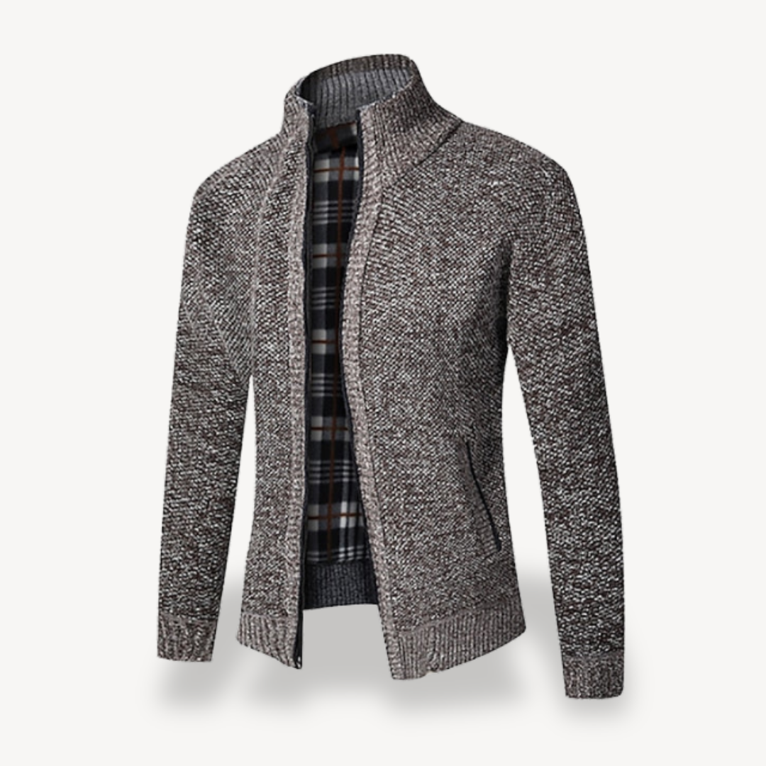 Men's Knitted Fleece Lined Zip Cardigan Sweater 2