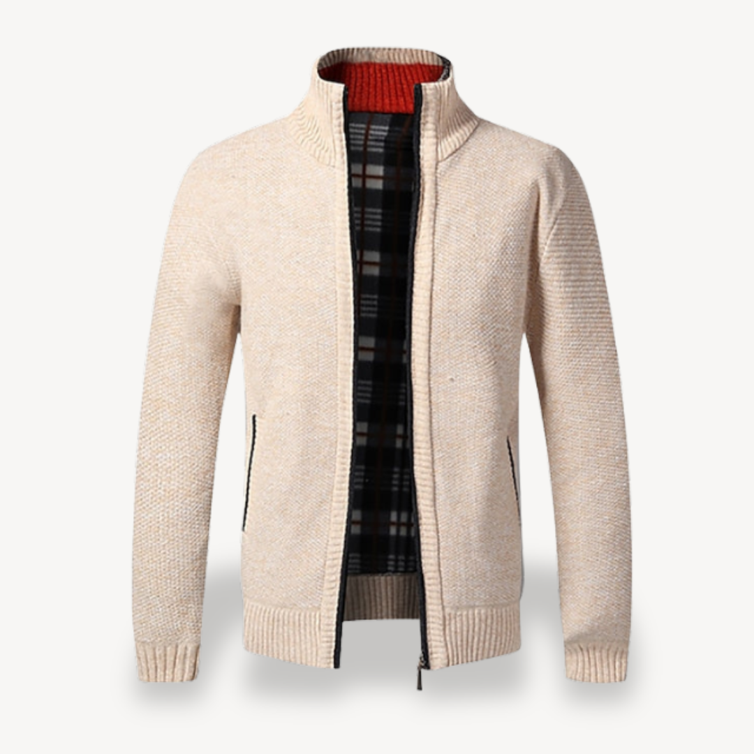 Men's Knitted Fleece Lined Zip Cardigan Sweater 3