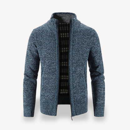 Men's Knitted Fleece Lined Zip Cardigan Sweater 6