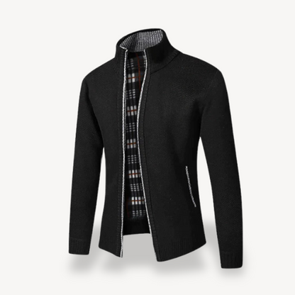 Men's Knitted Fleece Lined Zip Cardigan Sweater 7