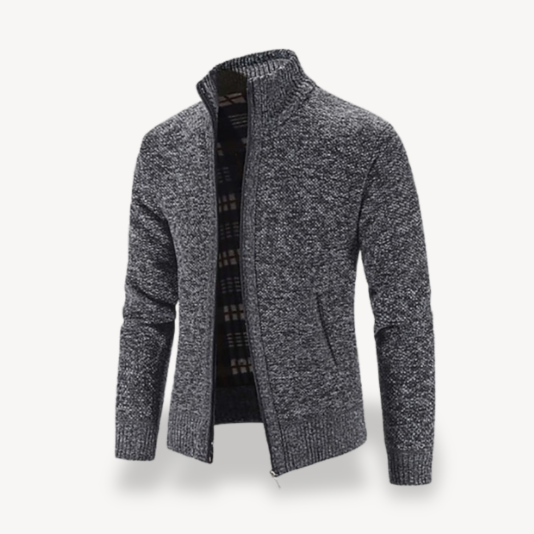 Men's Knitted Fleece Lined Zip Cardigan Sweater 8