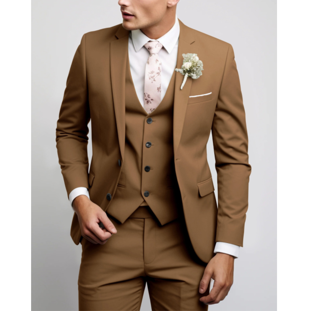 Men’s Slim Fit Three-Piece Suit | Formal Wedding Guest Look 2