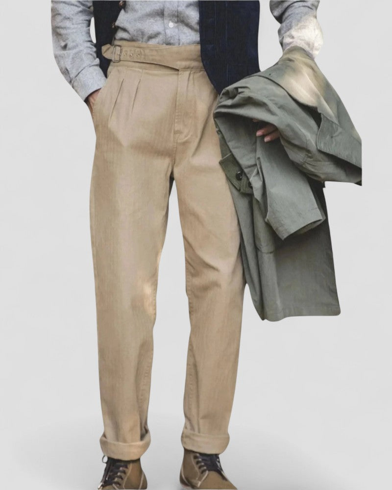 Men's Vintage Cotton Blend Straight Leg Trousers 2