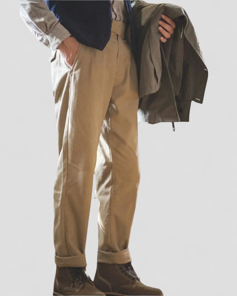 Men's Vintage Cotton Blend Straight Leg Trousers 3