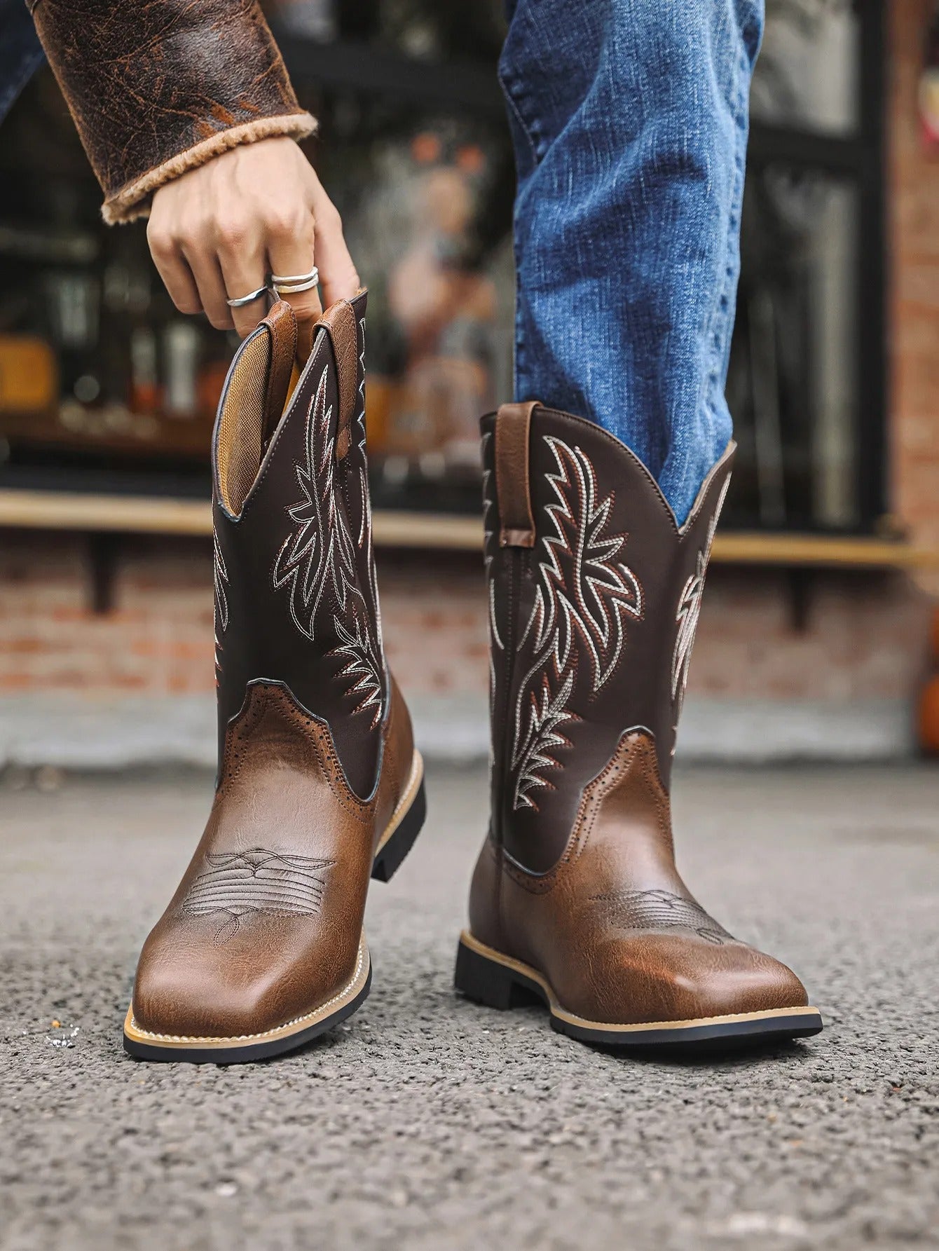 Men's Western Tall Leather Riding Boots