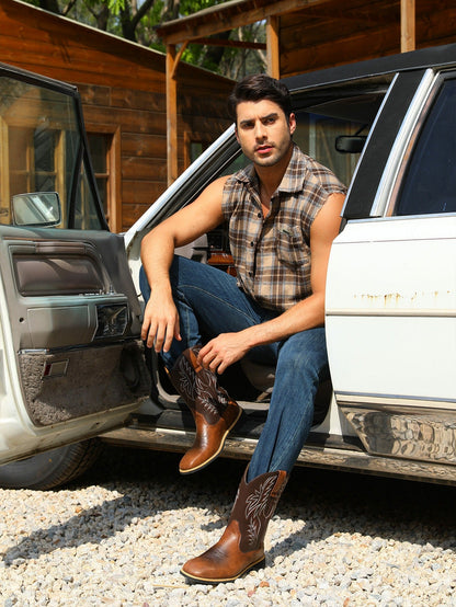 Men's Western Tall Leather Riding Boots